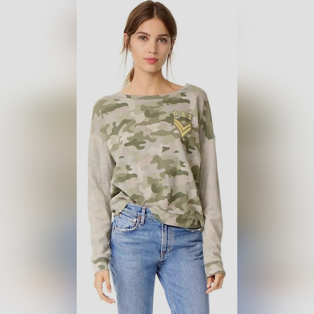 Rails Kelli Women's Crop Camouflage/Patch Cotton/Rayon Sweatshirt Large